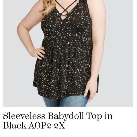 Love and Legend sleeveless babydoll top. Like new.